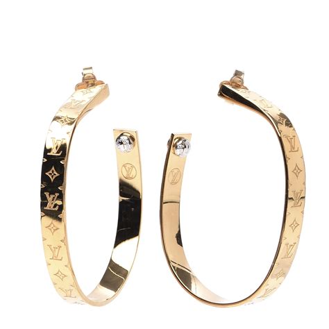 louis vuitton gold hoop earring|louis vuitton nanogram earrings.